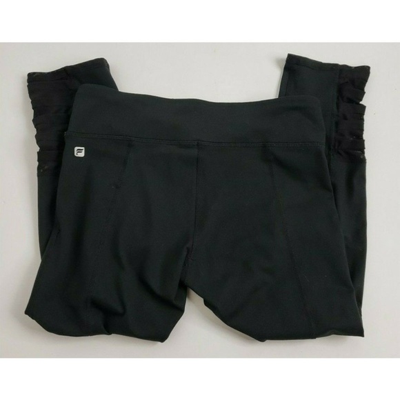 Fabletics Pants - Fabletics Black Layered Mesh Ankle Capri Leggings